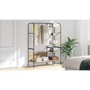 vidaXL Ruhafogó polcokkal tárolóval Barna 120 x 44 x 160 cm Faanyag