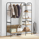 vidaXL Ruhafogó polcokkal tárolóval Bézs 120 x 44 x 160 cm Faanyag