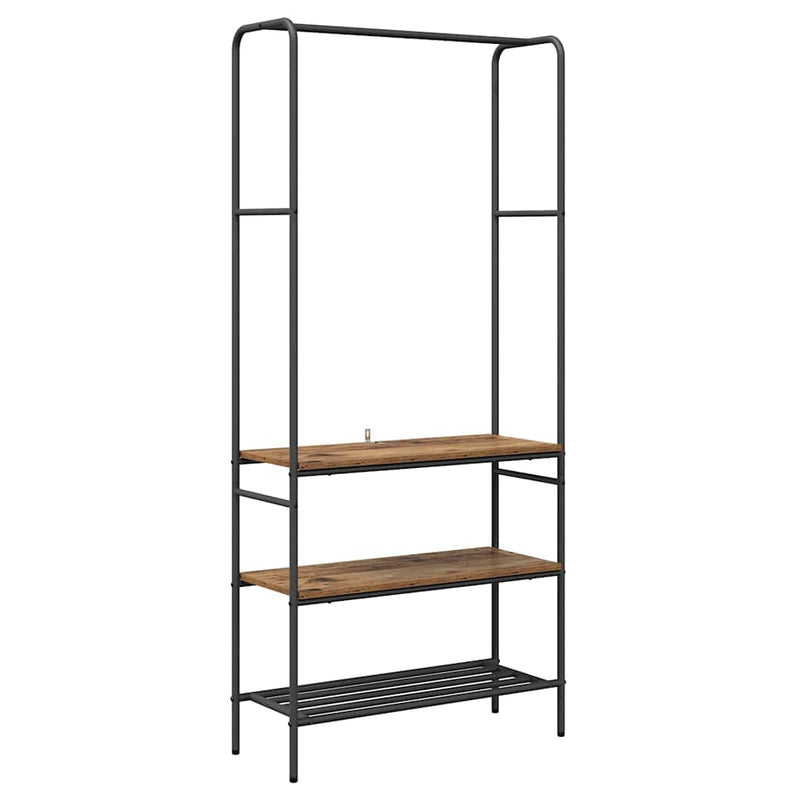 vidaXL Ruhatartó polcokkal Régi fa 77 x 30 x 171 cm Faanyag