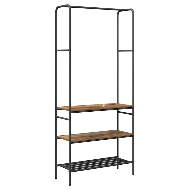 vidaXL Ruhatartó polcokkal Régi fa 77 x 30 x 171 cm Faanyag