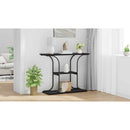 vidaXL Konzolasztal polcokkal Fekete tölgy 101 x 35 x 80,5 cm Faanyag