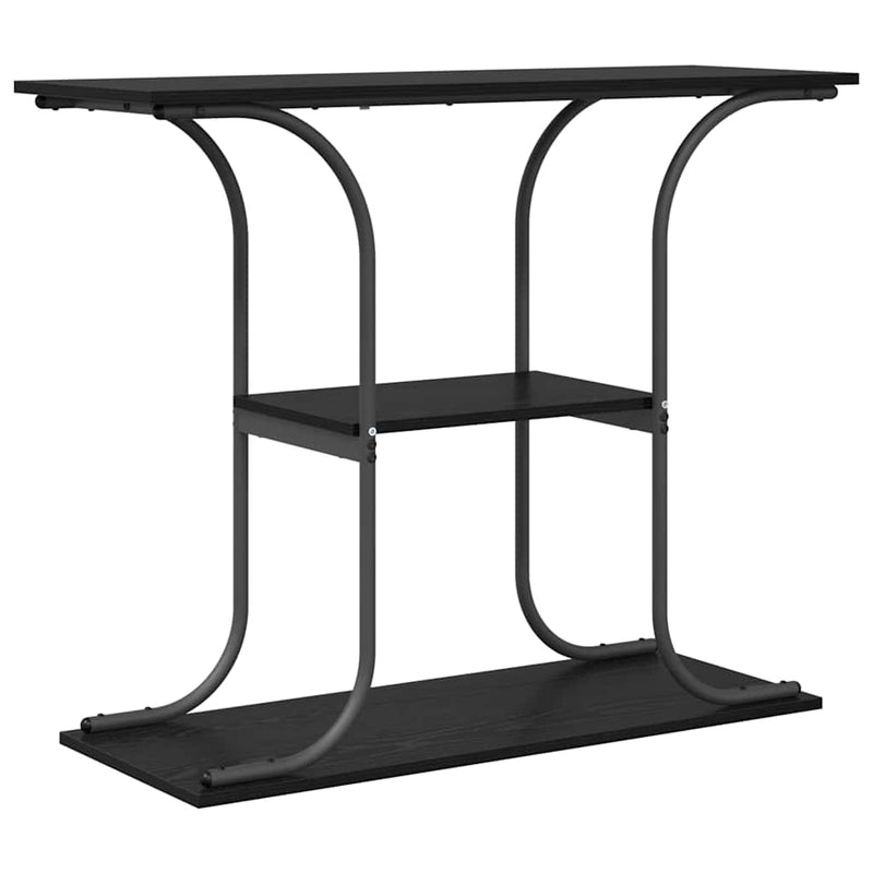 vidaXL Konzolasztal polcokkal Musta tammi 101 x 35 x 80.5 cm Faanyag