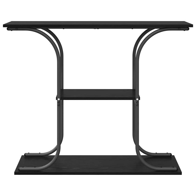 vidaXL Konzolasztal polcokkal Musta tammi 101 x 35 x 80.5 cm Faanyag