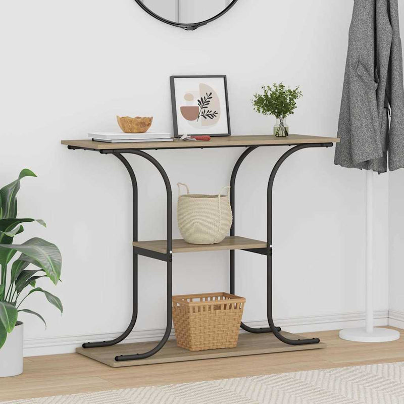 vidaXL Konzolasztal polcokkal sonoma tölgy 101 x 35 x 80.5 cm Faanyag