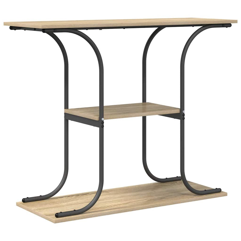vidaXL Konzolasztal polcokkal sonoma tölgy 101 x 35 x 80.5 cm Faanyag