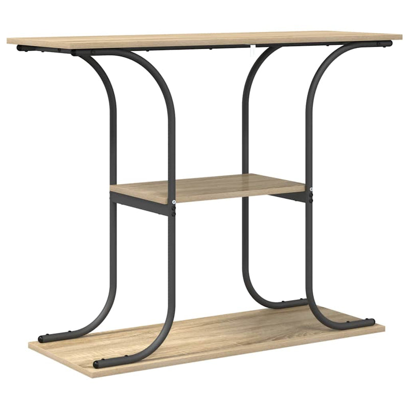 vidaXL Konzolasztal polcokkal sonoma tölgy 101 x 35 x 80.5 cm Faanyag