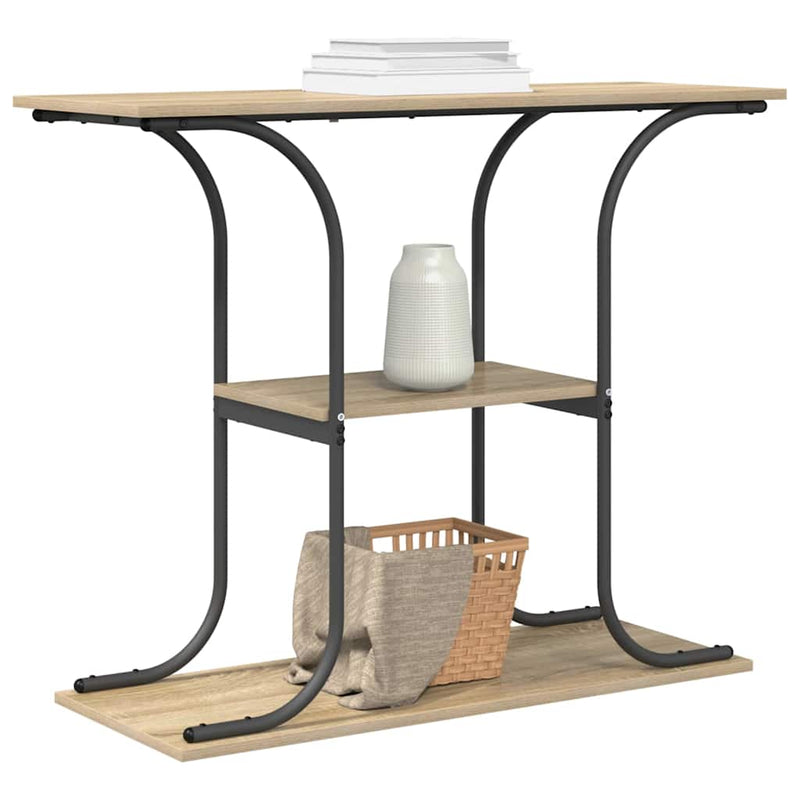 vidaXL Konzolasztal polcokkal sonoma tölgy 101 x 35 x 80.5 cm Faanyag