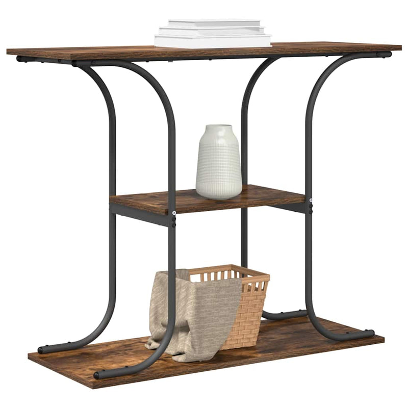 vidaXL Konzolasztal polcokkal Füstölt tölgy 101 x 35 x 80.5 cm Faanyag