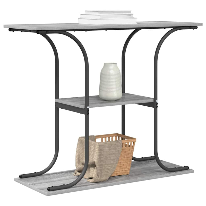 vidaXL Konzolasztal polcokkal Szürke sonoma 101 x 35 x 80.5 cm Faanyag
