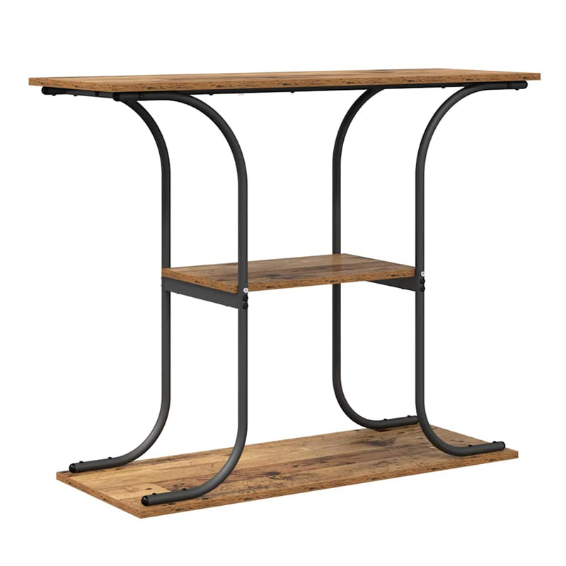 vidaXL Konzolasztal polcokkal Régi fa 101 x 35 x 80.5 cm Faanyag