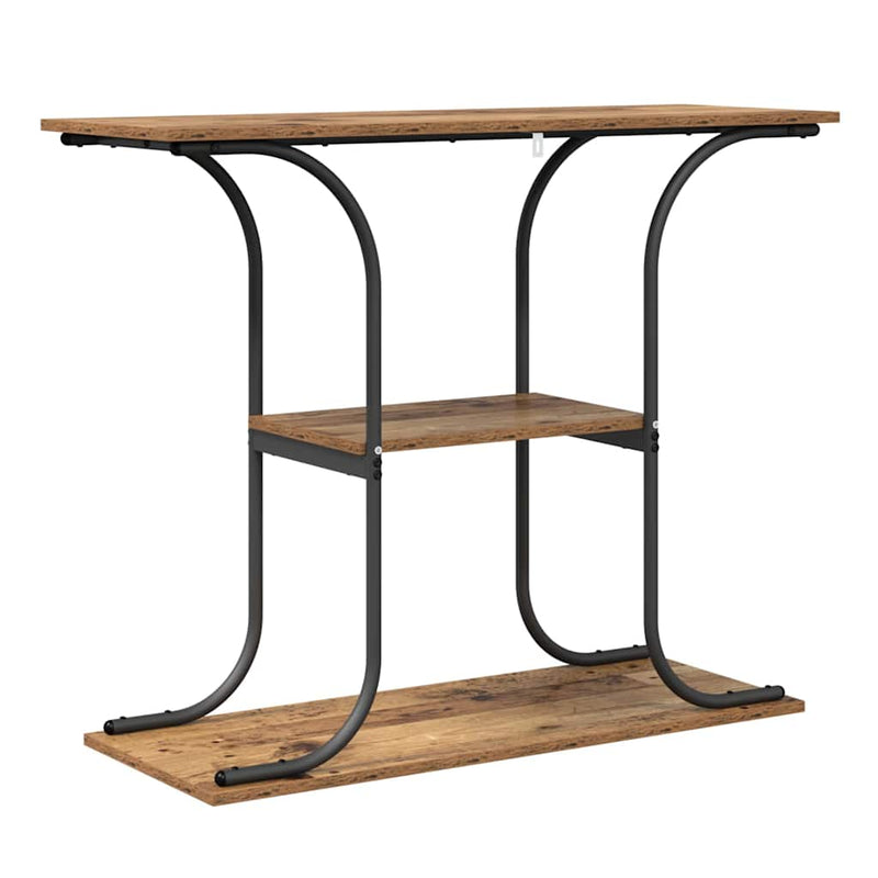 vidaXL Konzolasztal polcokkal Régi fa 101 x 35 x 80.5 cm Faanyag
