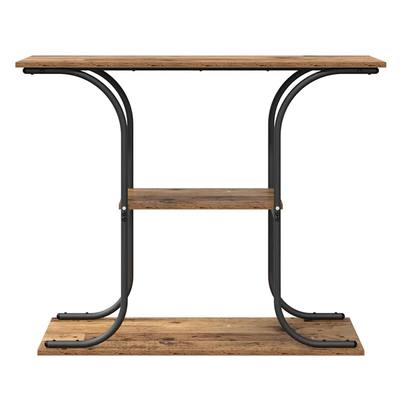 vidaXL Konzolasztal polcokkal Régi fa 101 x 35 x 80.5 cm Faanyag