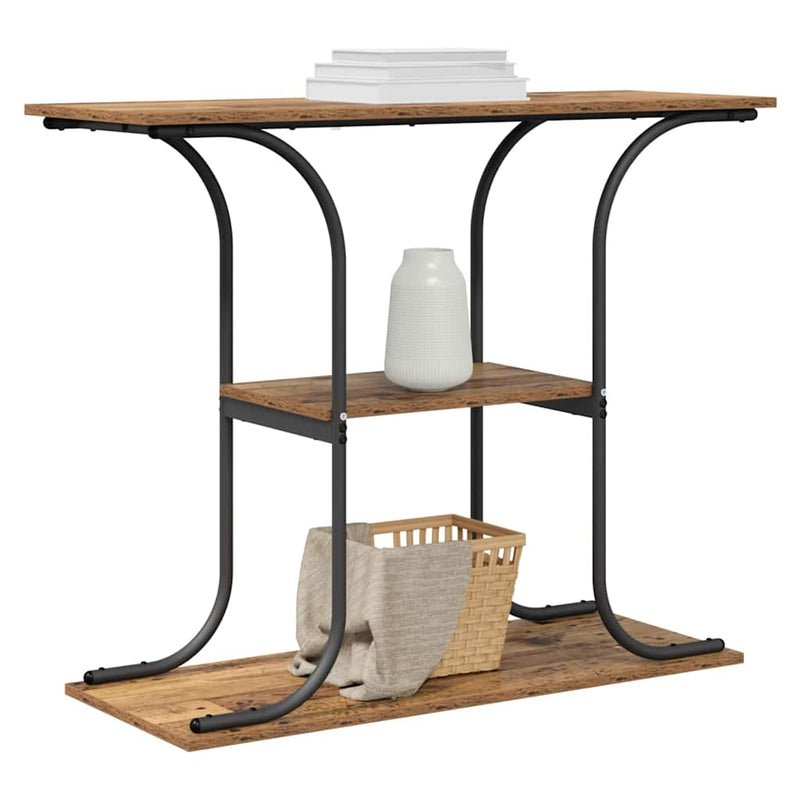 vidaXL Konzolasztal polcokkal Régi fa 101 x 35 x 80.5 cm Faanyag