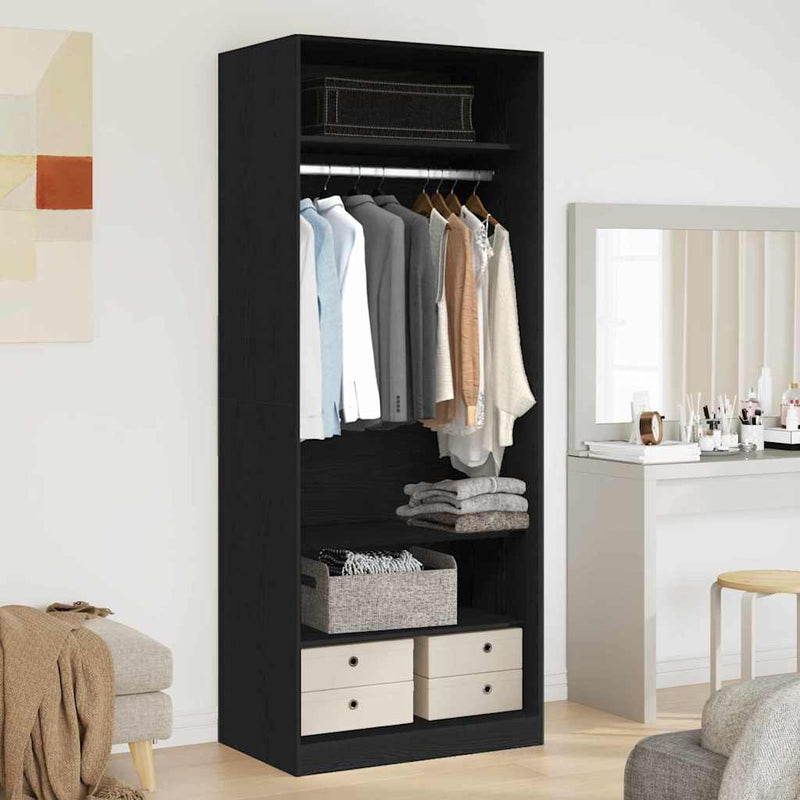 vidaXL Ruhásszekrény polcokkal Fekete tölgy 80 x 50 x 200 cm Faanyag