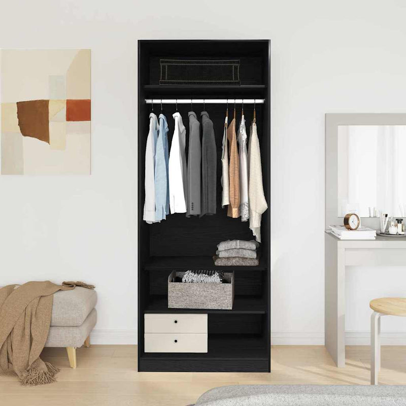vidaXL Ruhásszekrény polcokkal Fekete tölgy 80 x 50 x 200 cm Faanyag