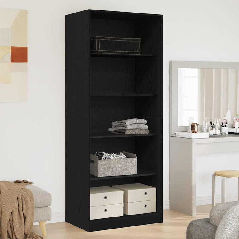vidaXL Ruhásszekrény polcokkal Fekete tölgy 80 x 50 x 200 cm Faanyag