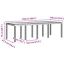 vidaXL Kerti Asztal Barna 250 x 100 x 73 cm polirattan