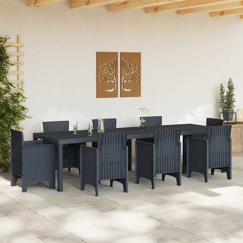 vidaXL Kerti Étkezőasztal Antracit 300 x 100 x 73 cm polirattan