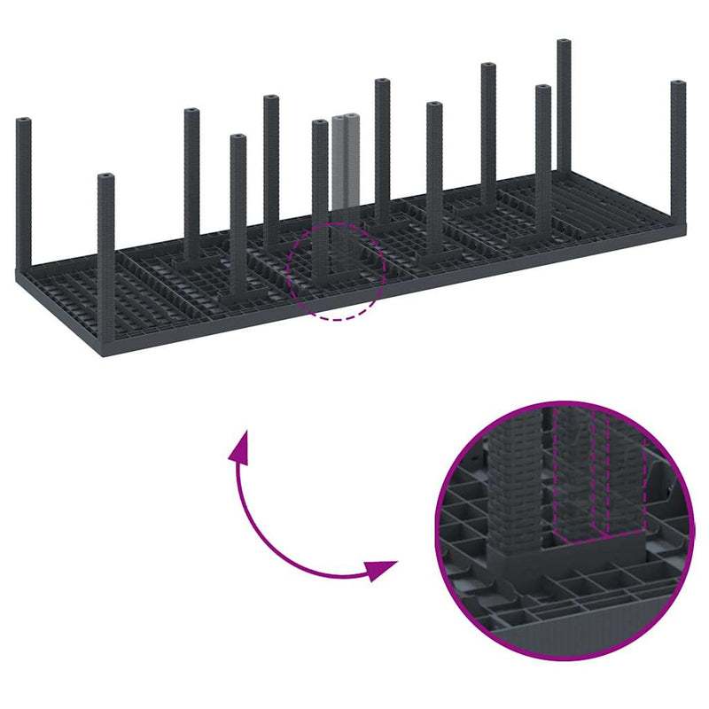 vidaXL Kerti Étkezőasztal Antracit 300 x 100 x 73 cm polirattan