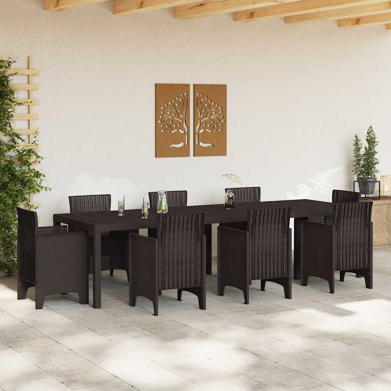 vidaXL Kerti Asztal Barna 300 x 100 x 73 cm polirattan
