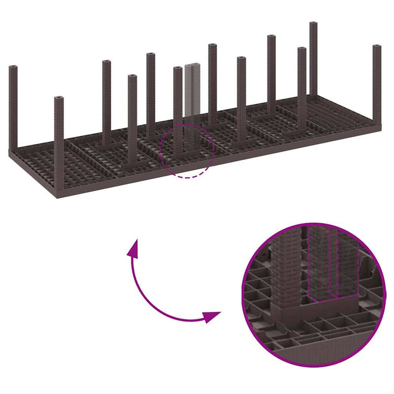 vidaXL Kerti Étkezőasztal Barna 300 x 100 x 73 cm polirattan