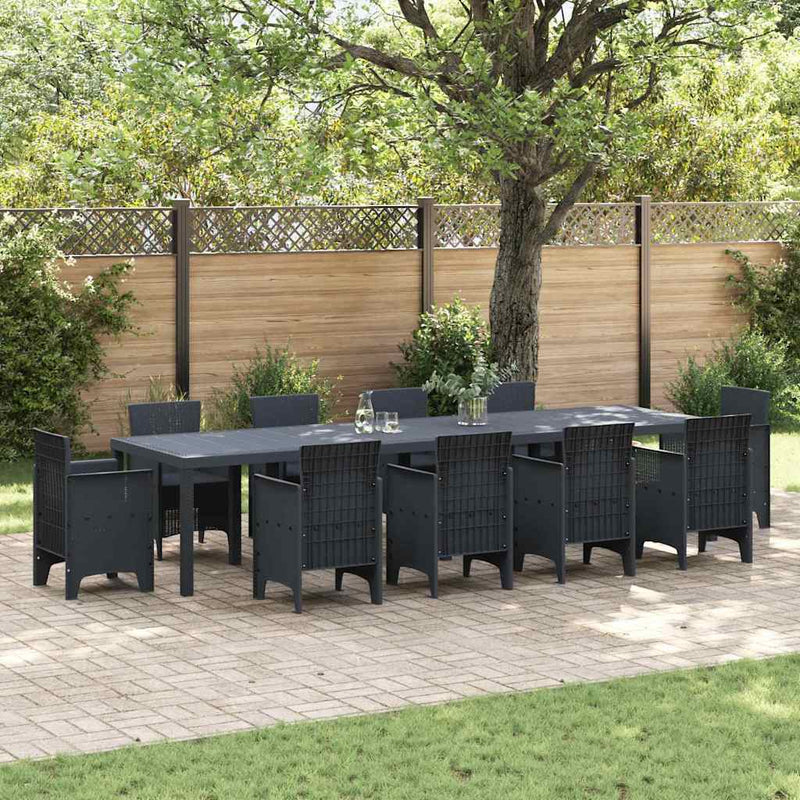 vidaXL Kerti Asztal Antracit 350 x 100 x 73 cm polirattan