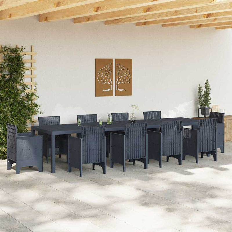 vidaXL Kerti Asztal Antracit 350 x 100 x 73 cm polirattan