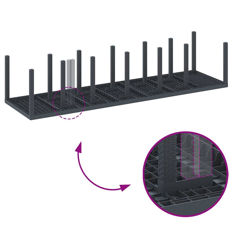 vidaXL Kerti Étkezőasztal Antracit 350 x 100 x 73 cm polirattan