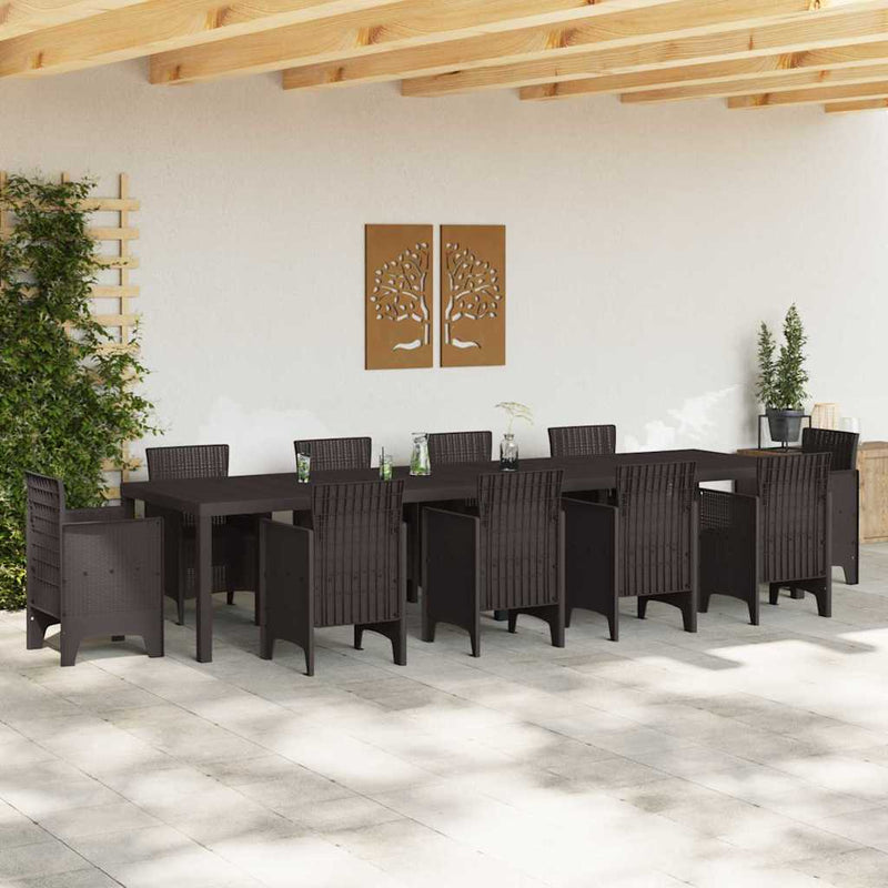 vidaXL Kerti Étkezőasztal Barna 350 x 100 x 73 cm polirattan