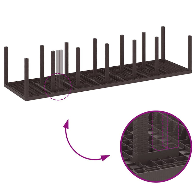 vidaXL Kerti Étkezőasztal Barna 350 x 100 x 73 cm polirattan