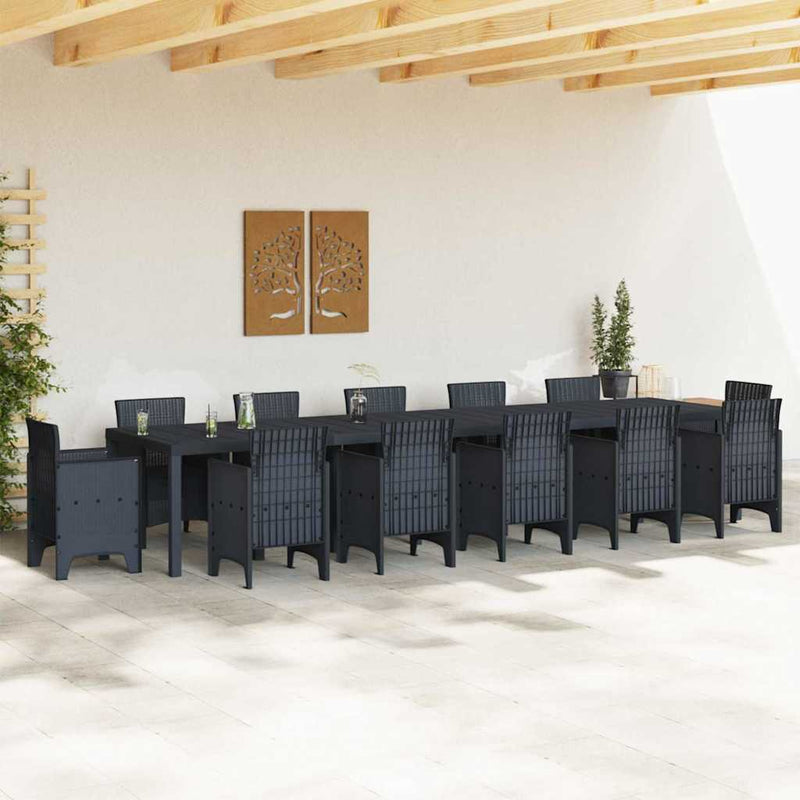 vidaXL Kerti Étkezőasztal Antracit 400 x 100 x 73 cm polirattan