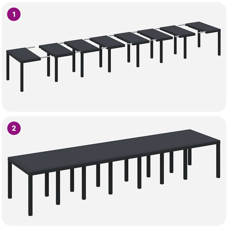 vidaXL Kerti Asztal Antracit 400 x 100 x 73 cm polirattan