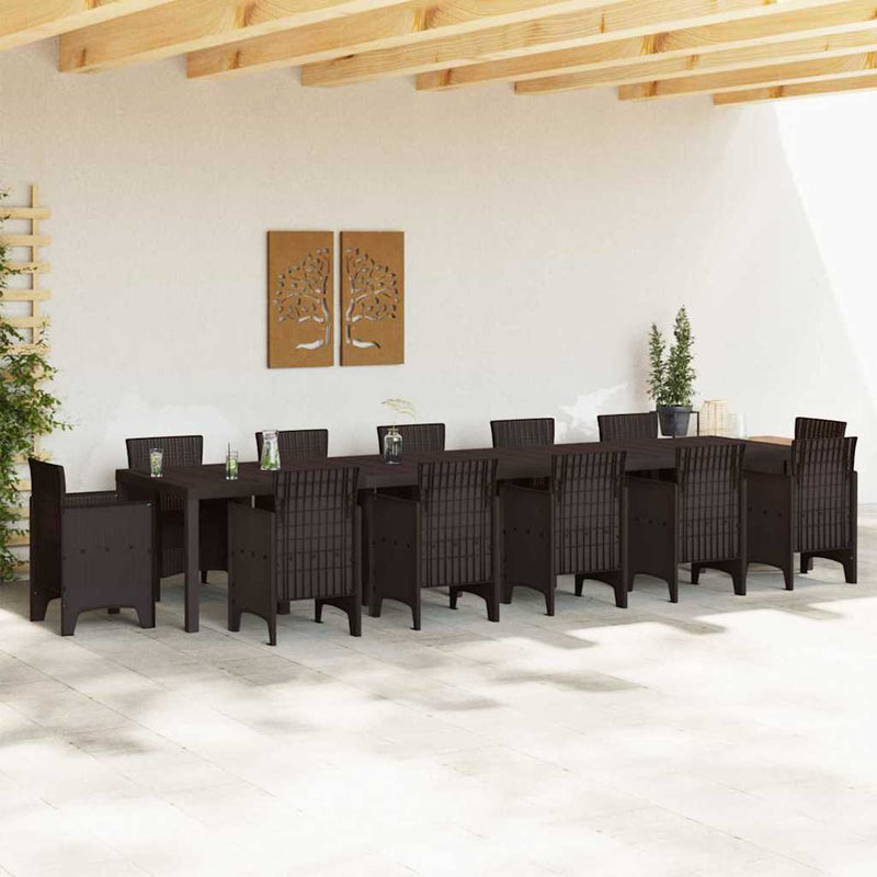 vidaXL Kerti Étkezőasztal Barna 400 x 100 x 73 cm polirattan