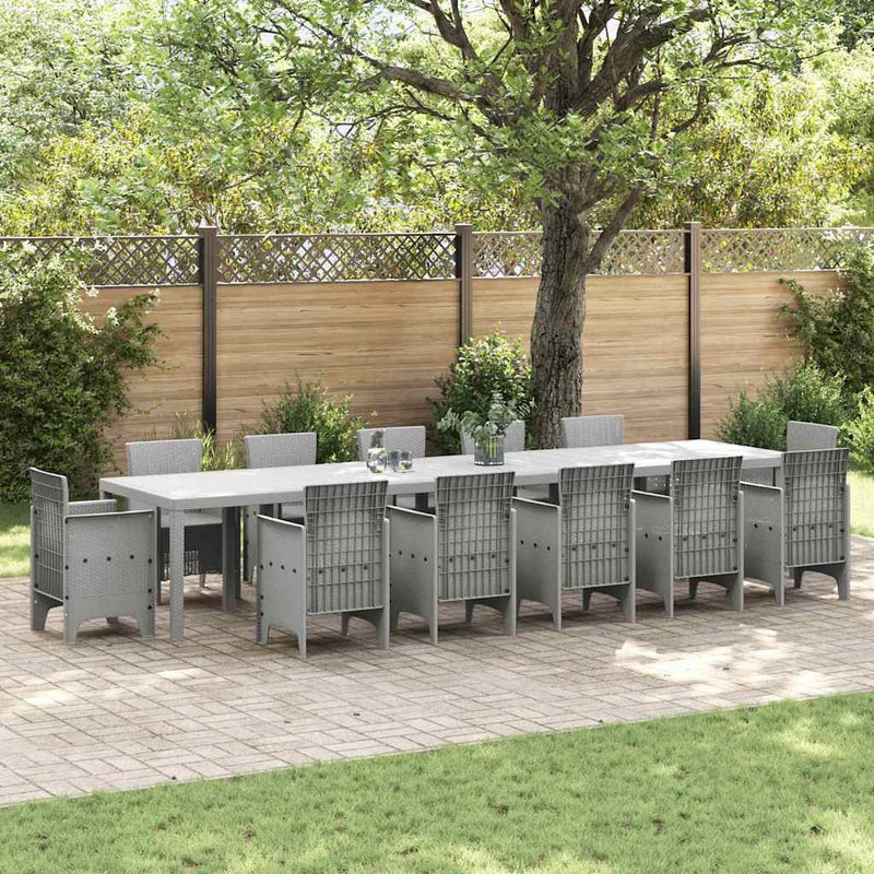 vidaXL Kerti Asztal Világosszürke 400 x 100 x 73 cm polirattan