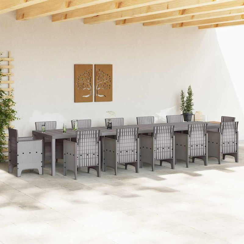 vidaXL Kerti Asztal Világosszürke 400 x 100 x 73 cm polirattan