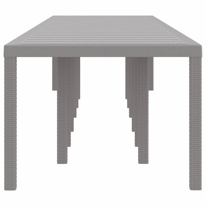 vidaXL Kerti Asztal Világosszürke 400 x 100 x 73 cm polirattan