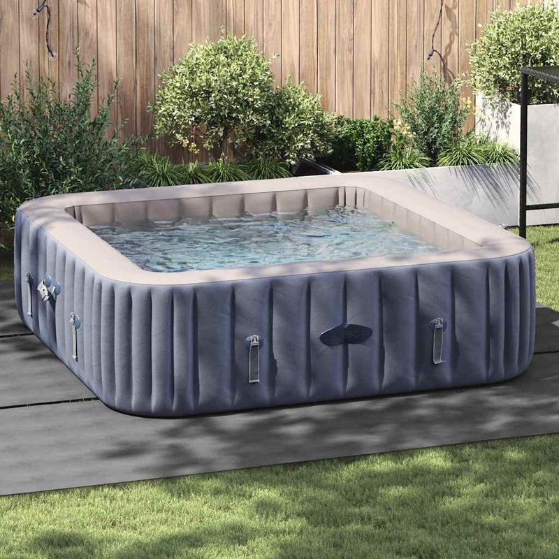 vidaXL Medence alatlappal Világosszürke 396 x 396 cm Nem szőtt textil