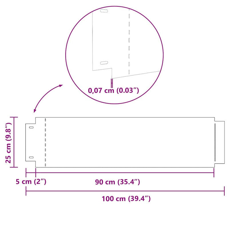 vidaXL Gyepszegélyek 5 pcs Ezüst 100 x 25 x 0.07 cm Horganyzott acél