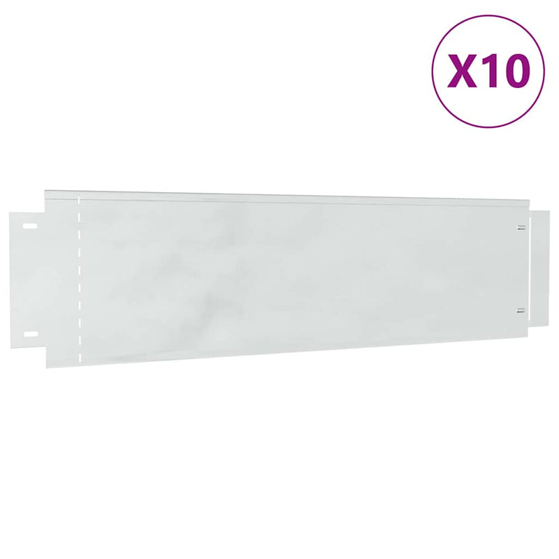 vidaXL Gyepszegélyek 10 pcs Ezüst 100 x 25 x 0.07 cm Horganyzott acél
