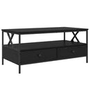 vidaXL Dohányzóasztal with Drawer Musta tammi 100 x 51 x 45 cm Faanyag
