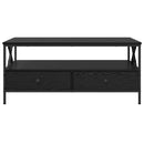 vidaXL Dohányzóasztal with Drawer Musta tammi 100 x 51 x 45 cm Faanyag