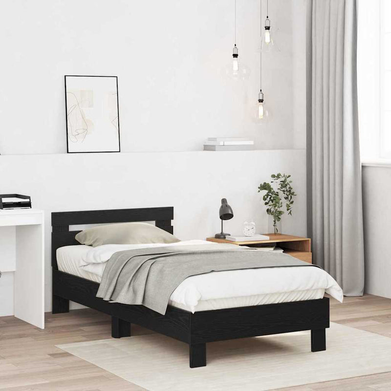 vidaXL Ágykeret fejtámlával Musta tammi 90 x 190 cm Faanyag