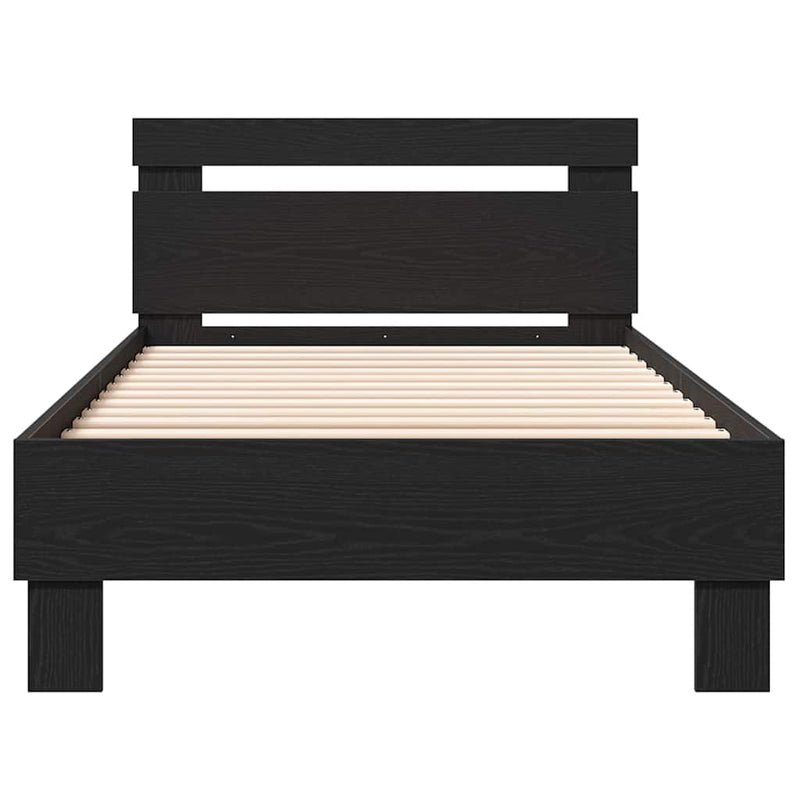 vidaXL Ágykeret fejtámlával Musta tammi 90 x 190 cm Faanyag