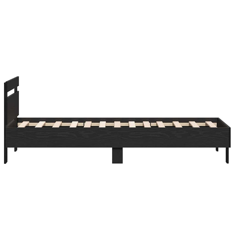 vidaXL Ágykeret fejtámlával Musta tammi 90 x 190 cm Faanyag