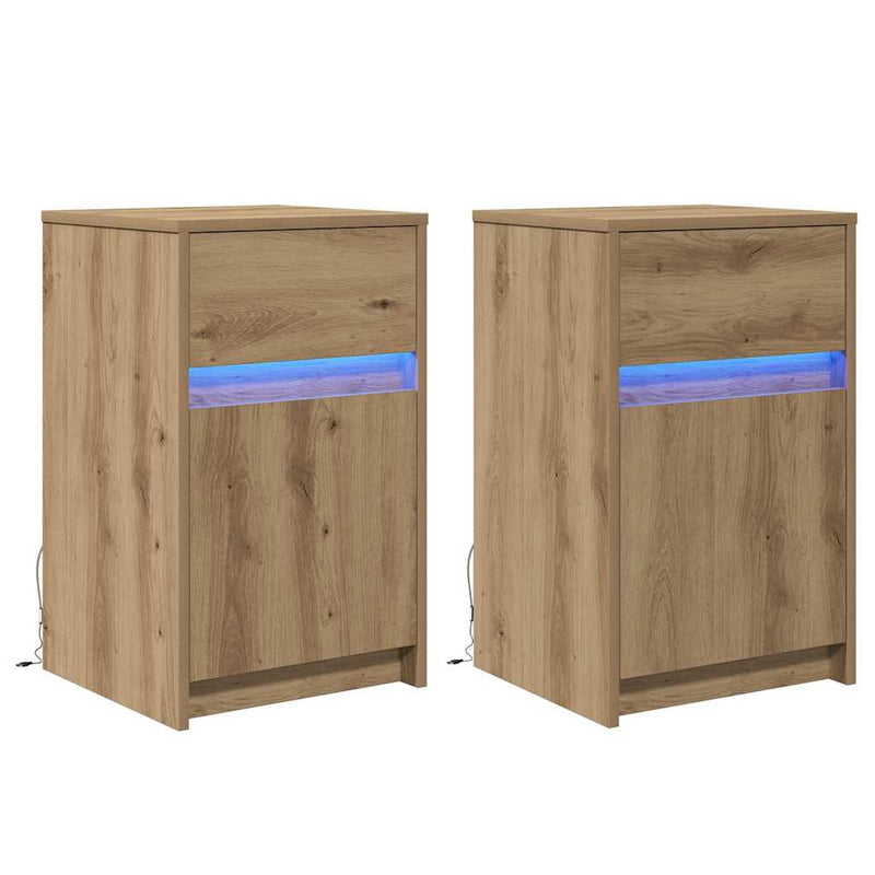 vidaXL LED Éjjeli Szekrény 2 pcs kézműves tölgy 38 x 34 x 61 cm