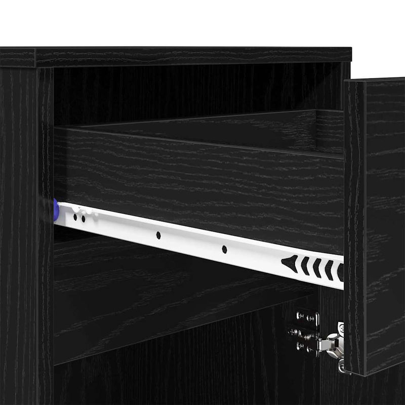 vidaXL LED Éjjeli Szekrény fiókkal Musta tammi 38 x 34 x 61 cm Faanyag