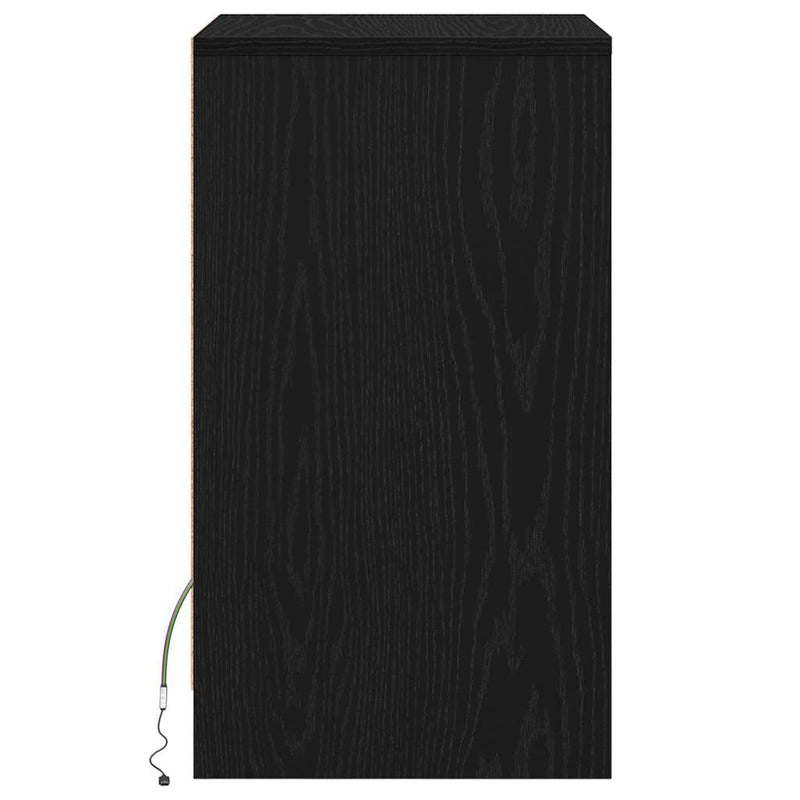 vidaXL LED Éjjeli Szekrény 2 pcs Musta tammi 38 x 34 x 61 cm Faanyag