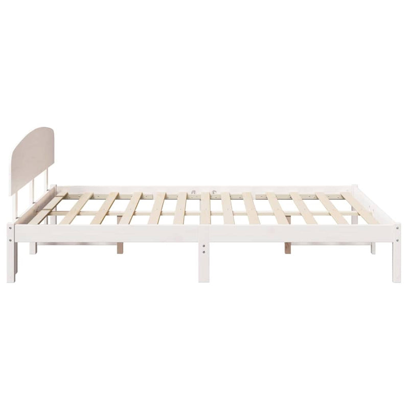 vidaXL Ágykeret fejtámlával Fehér 150 x 200 cm Tömör fenyőfa