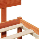 vidaXL Ágykeret fejtámlával Faggyú barna 140 x 200 cm Tömör fenyőfa