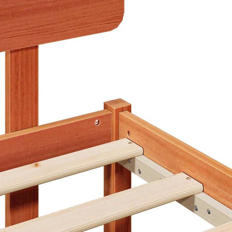 vidaXL Ágykeret fejtámlával Faggyú barna 200 x 200 cm Tömör fenyőfa